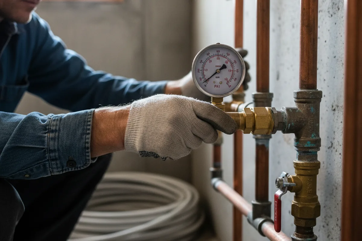 Pressure testing a repaired line during Water Line Repair in Chandlersville